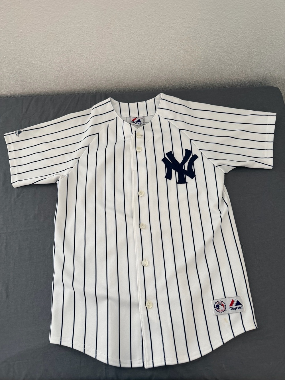 Vintage Majestic White Pinstripe New York Yankees Jersey YL Alex Rodriguez